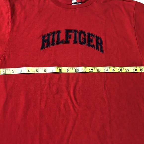 TOMMY HILFIGER SHIRT RED TEE SPELLOUT "HILFIGER" - Picture 5 of 7